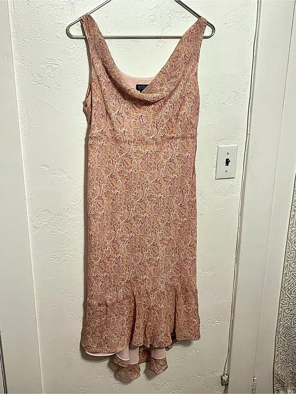 100% Silk Y2K Ann Taylor Paisley Silk Midi Dress in Pink